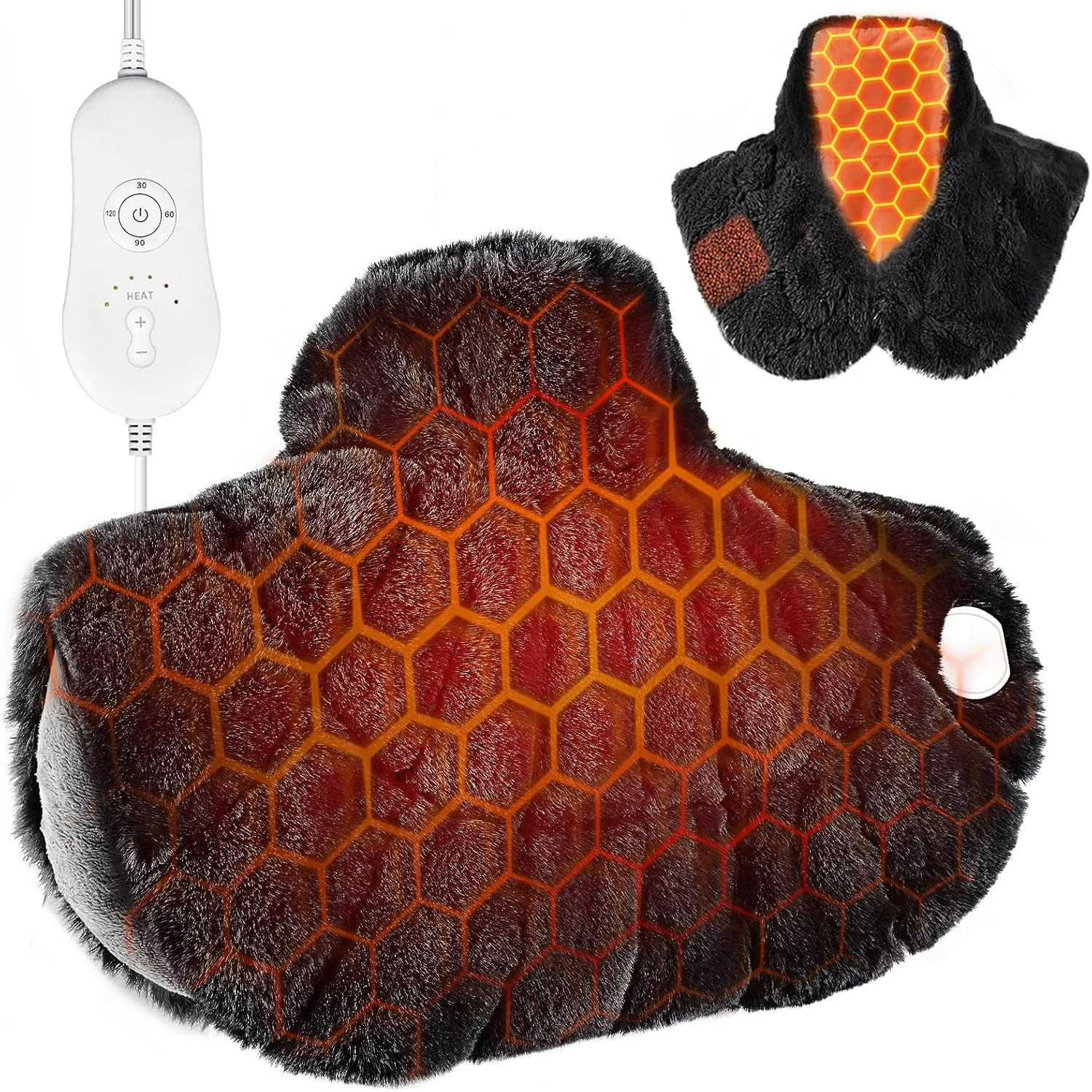 Nalax Heating Pad for Neck and Shoulders and Back, Luxurious Faux Rabbit Fur Fabric, 2.2lb Tourma... | Amazon (US)