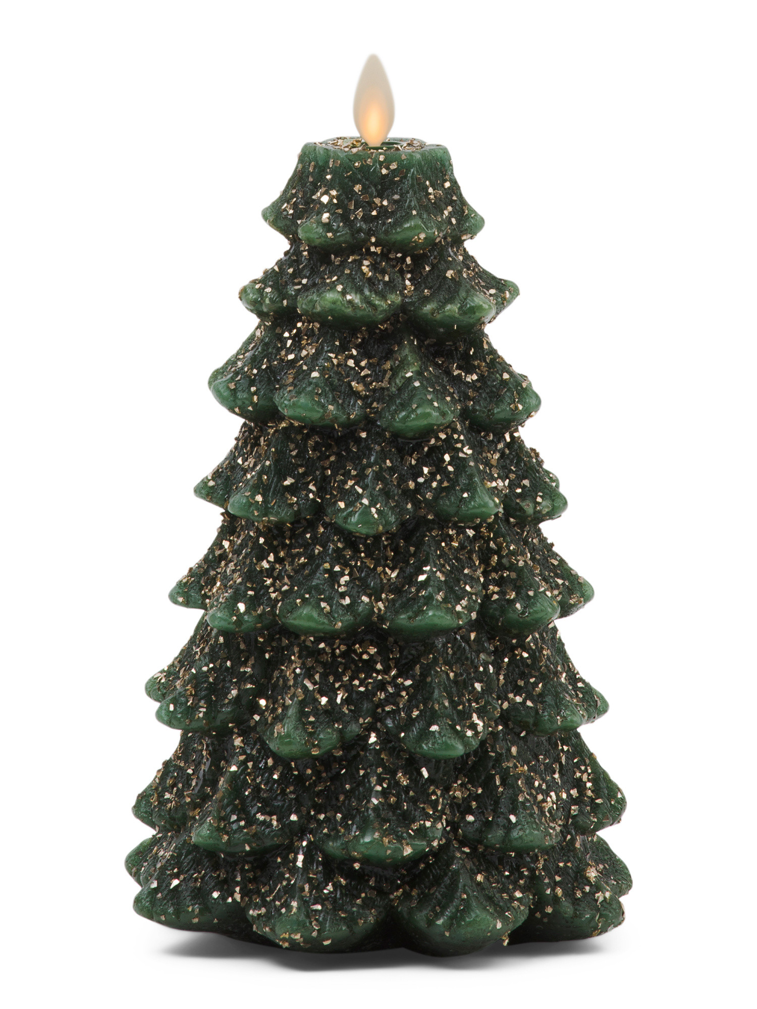 Chalky With Glitter Moving Flame Christmas Tree Led Candle | TJ Maxx