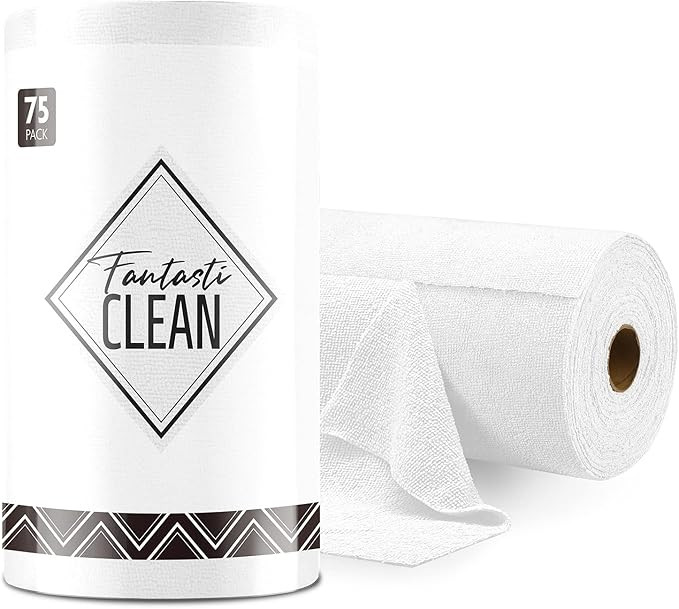 Fantasticlean Microfiber Cleaning Cloth Roll -75 Pack, Tear Away Towels, 12" x 12", Reusable and ... | Amazon (US)