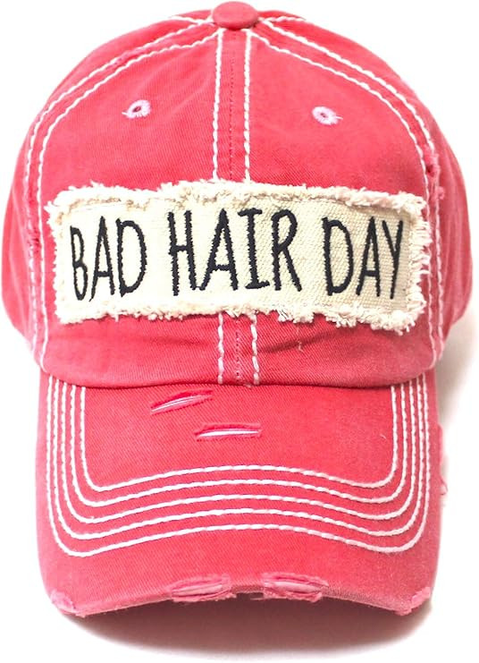 Women's Hat Bad Hair Day Embroidery Patch on Distressed Cap (Multiple Colors) | Amazon (US)