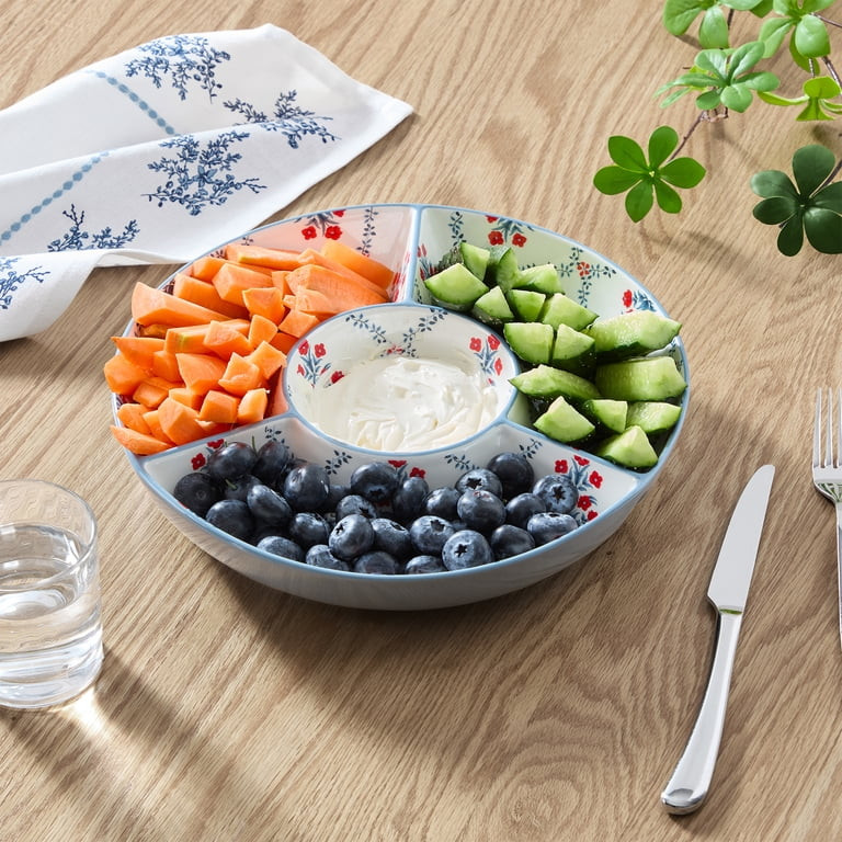 Floral Ceramic Chip and Dip Tray, Red/White/Blue, by My Texas House | Walmart (US)