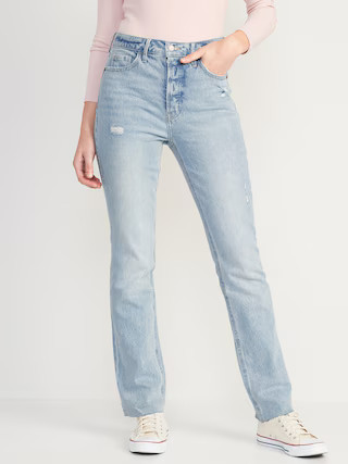 Extra High-Waisted Button-Fly Kicker Boot-Cut Cut-Off Jeans for Women | Old Navy (US)