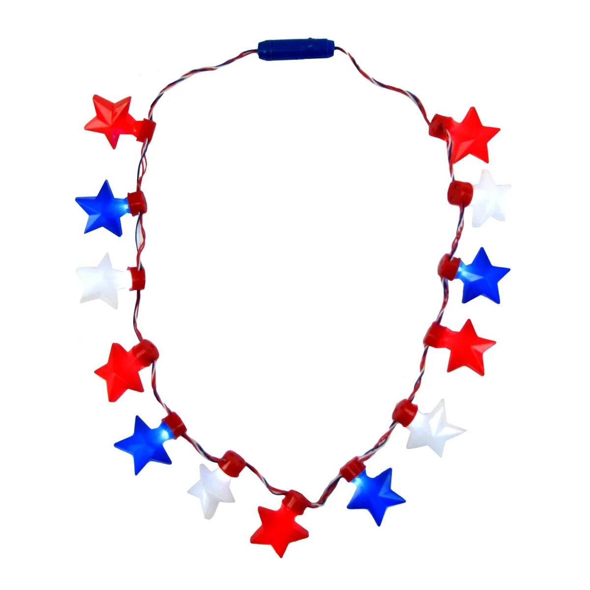 Glowing Light Up Red White Blue Star Flashing LED Bulb Necklace Patriotic USA Party Favor | Walmart (US)