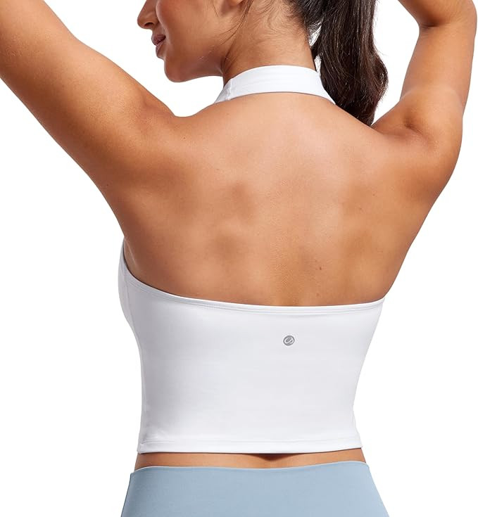 CRZ YOGA Womens Butterluxe Halter Longline Sports Bra - Padded Workout Yoga Crop Tops Tanks with ... | Amazon (US)