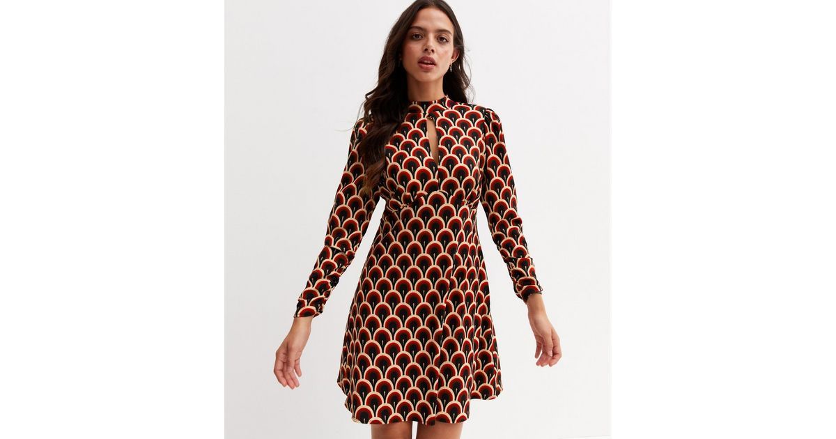 Black Geometric Keyhole High Neck Mini Dress
						
						Add to Saved Items
						Remove from Sa... | New Look (UK)