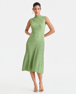 Women's Sleeveless Metallic Rib-Knit Sweater Dress | Macy's
