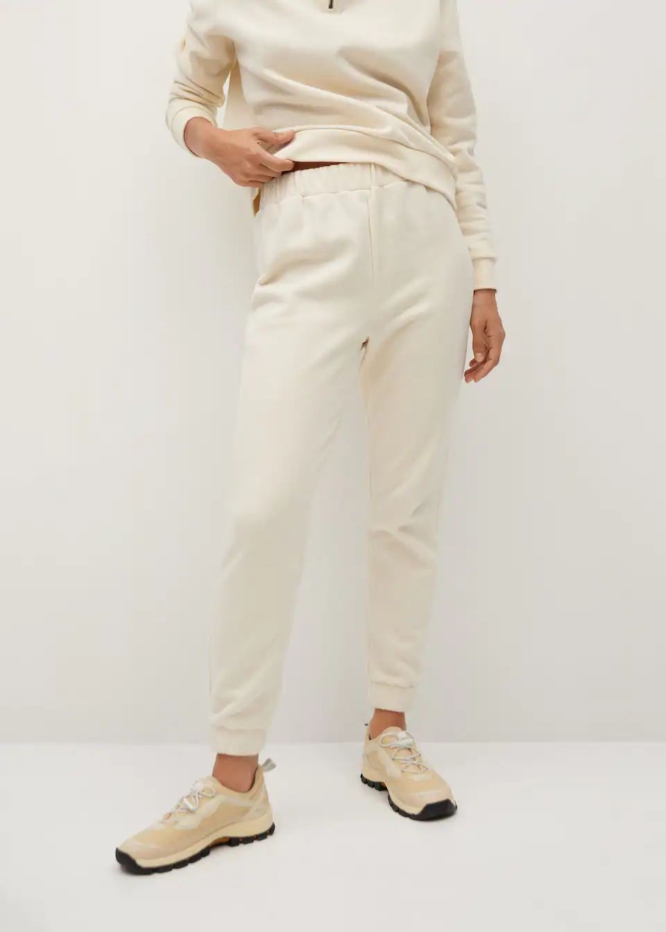 Elastic waist cotton pants | MANGO (US)