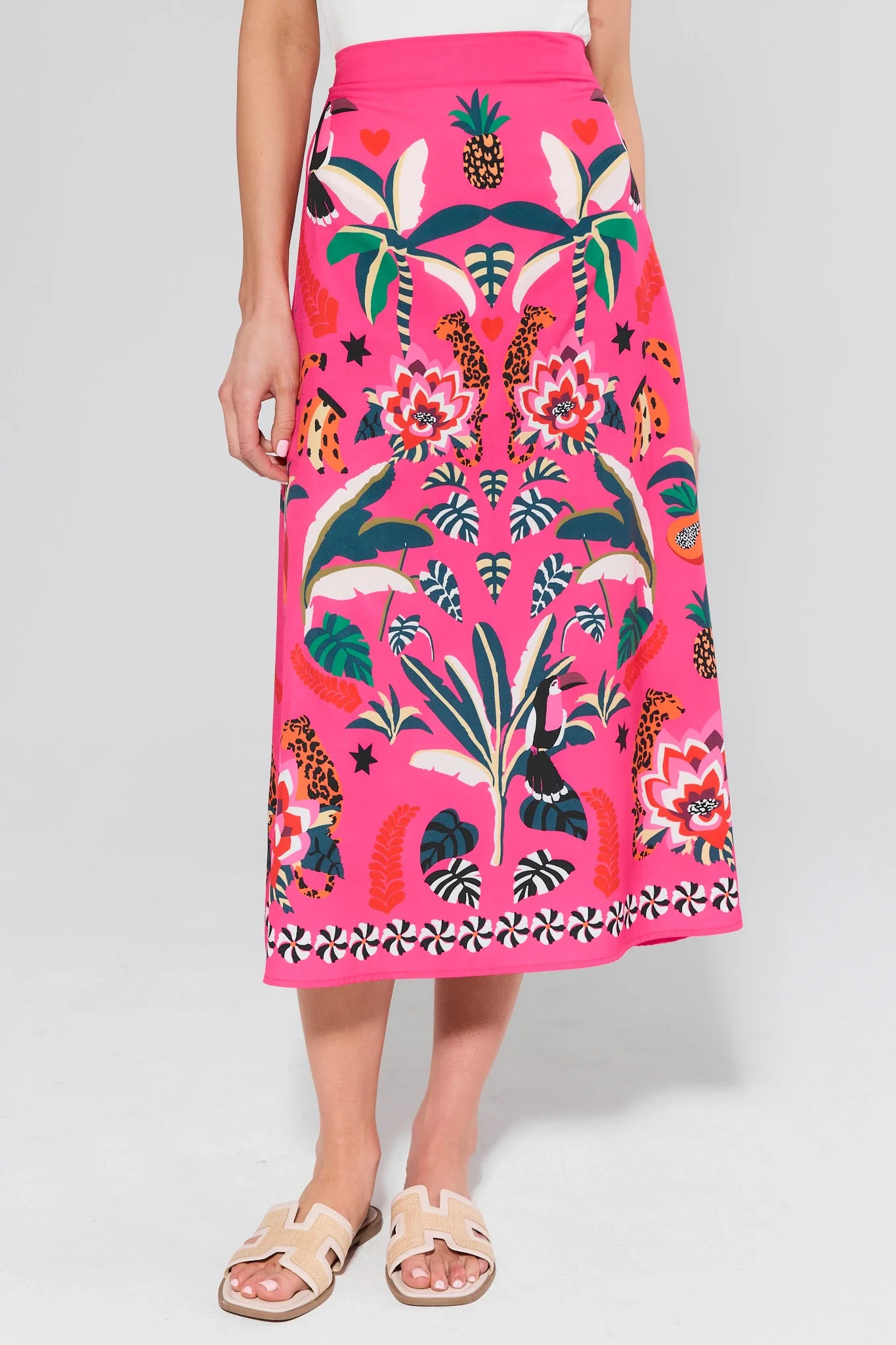 Esme Pink Printed Midi Skirt | Avara