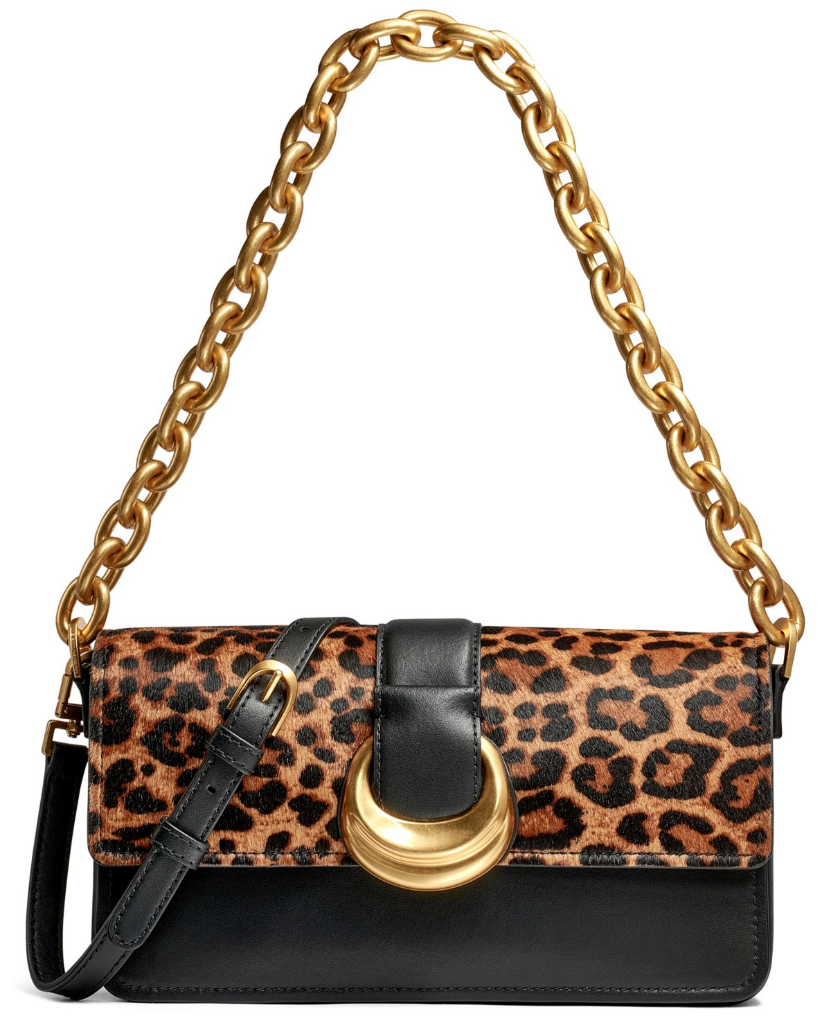 Donna Karan New York Valley Stream Leopard Shoulder - Black, Leopard | Macy's