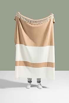 Lands Downunder All-Season, Luxury Caramel Sydney Stripe Herringbone Throw – Soft Woven Throw w... | Amazon (US)