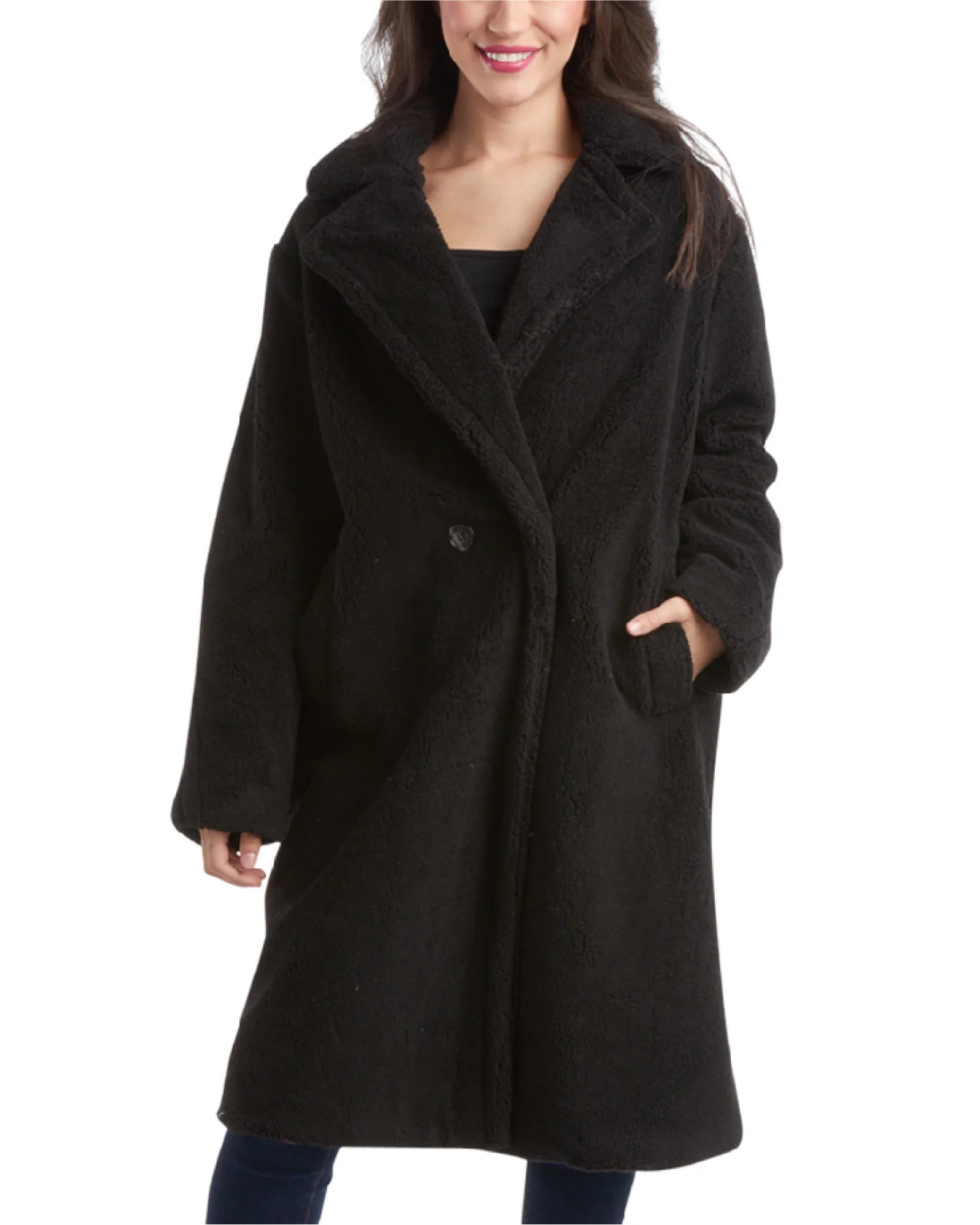 Jessica Simpson Women's Winter Coat - Full Length Single Breasted Sherpa Fleece Peacoat (Size: S-... | Walmart (US)