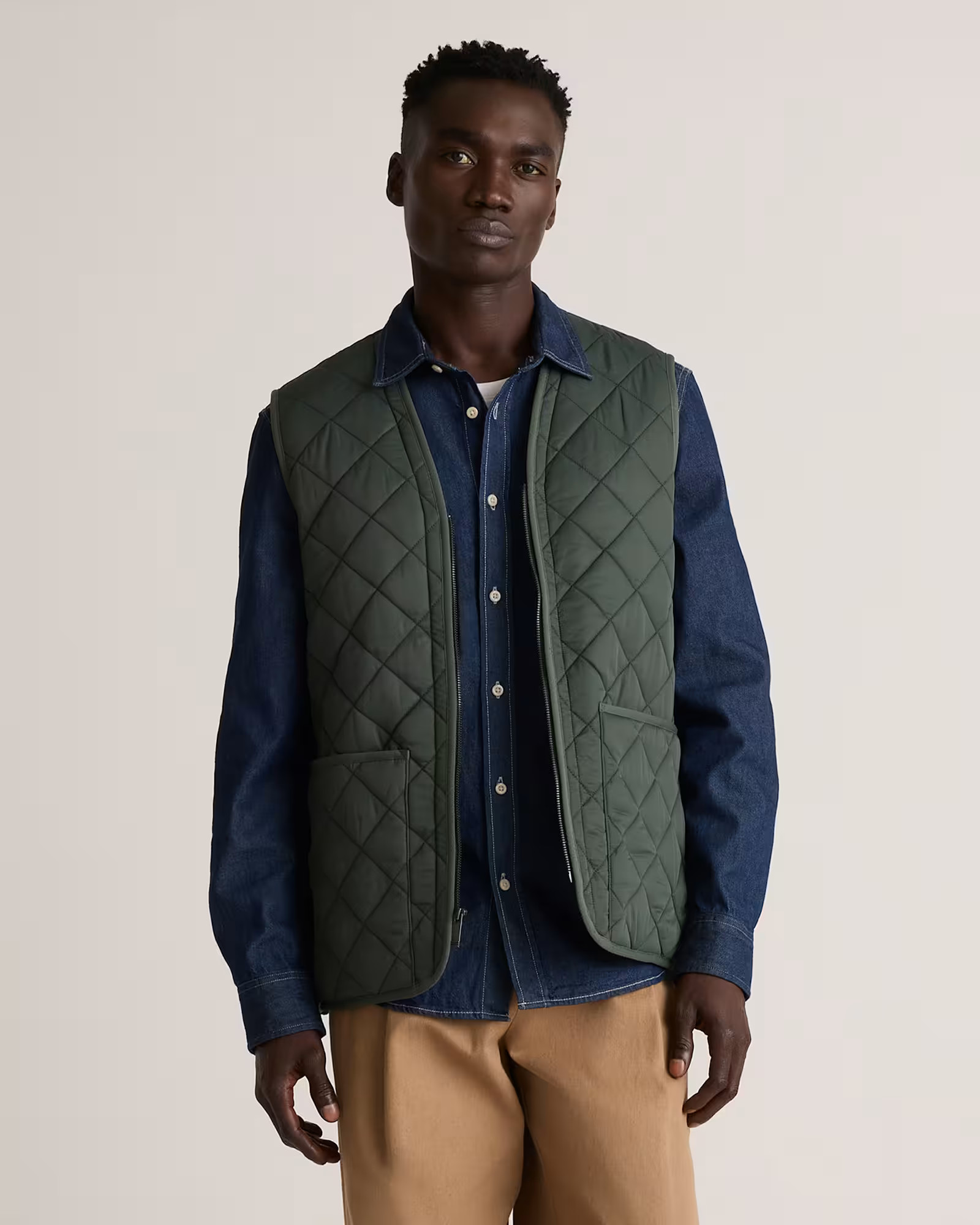 Featherless Quilted Fleece-Lined Liner Vest in Verdant Pine | Quince