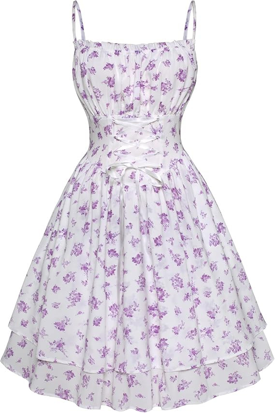 Scarlet Darkness Women Corset Floral Dress Spaghetti Strap Mini Sundress for Teens | Amazon (US)
