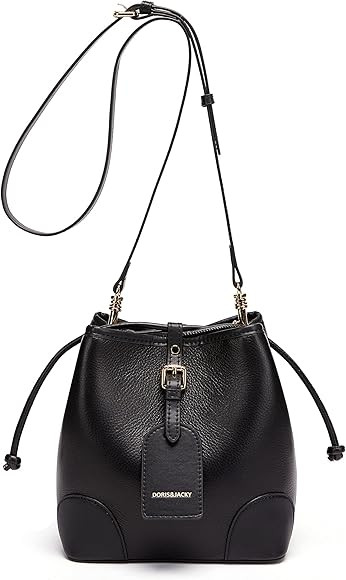 Small Leather Drawstring Shoulder Bag Premium 2 Way Bucket Crossbody Purse For Women | Amazon (US)
