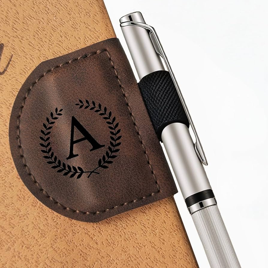 MOTEERLLU Bygone Mark Bookmark with Pen Holder, Initial Personalized Leather Magnetic Book Mark, ... | Amazon (US)