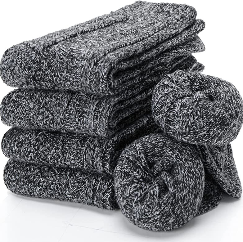 EBMORE Wool Socks for Women Hiking Boot Warm Knit Cozy Winter Crew Duty Work Soft Socks for Ladies | Amazon (US)