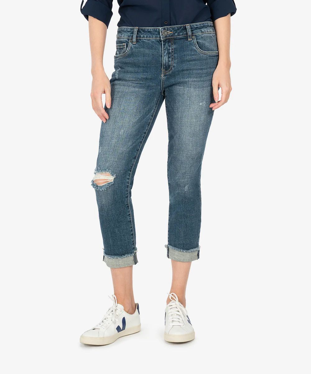 Amy Mid Rise Crop Straight Leg (Bubbly Wash) - Kut from the Kloth | Kut From Kloth