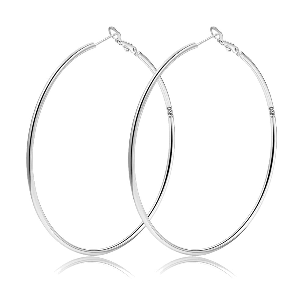 2mm Sterling Silver Big Hoop Earrings For Women - Large Hypoallergenic Circle Endless Thin Oversi... | Amazon (US)