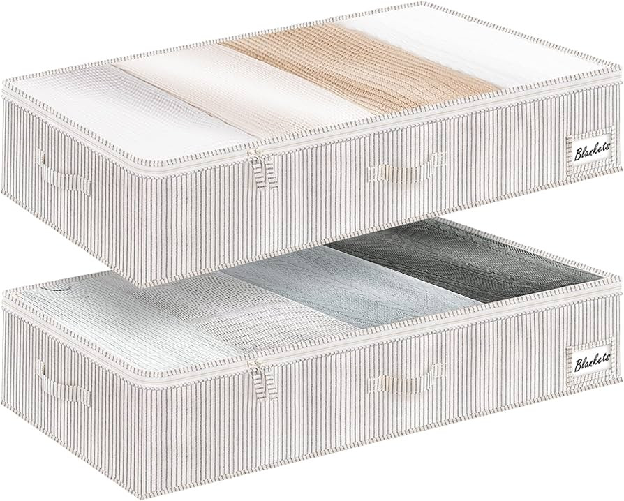 StorageWorks Large Under Bed Storage Containers with Handles and Label Holder, 2 Pack Ultra-thick... | Amazon (US)