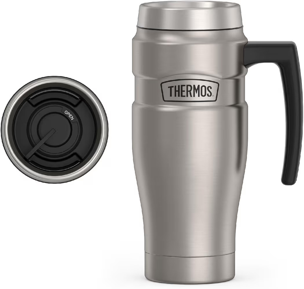 THERMOS Stainless King Vacuum-Insulated Travel Mug, 16 Ounce, Matte Stainless Steel | Amazon (US)