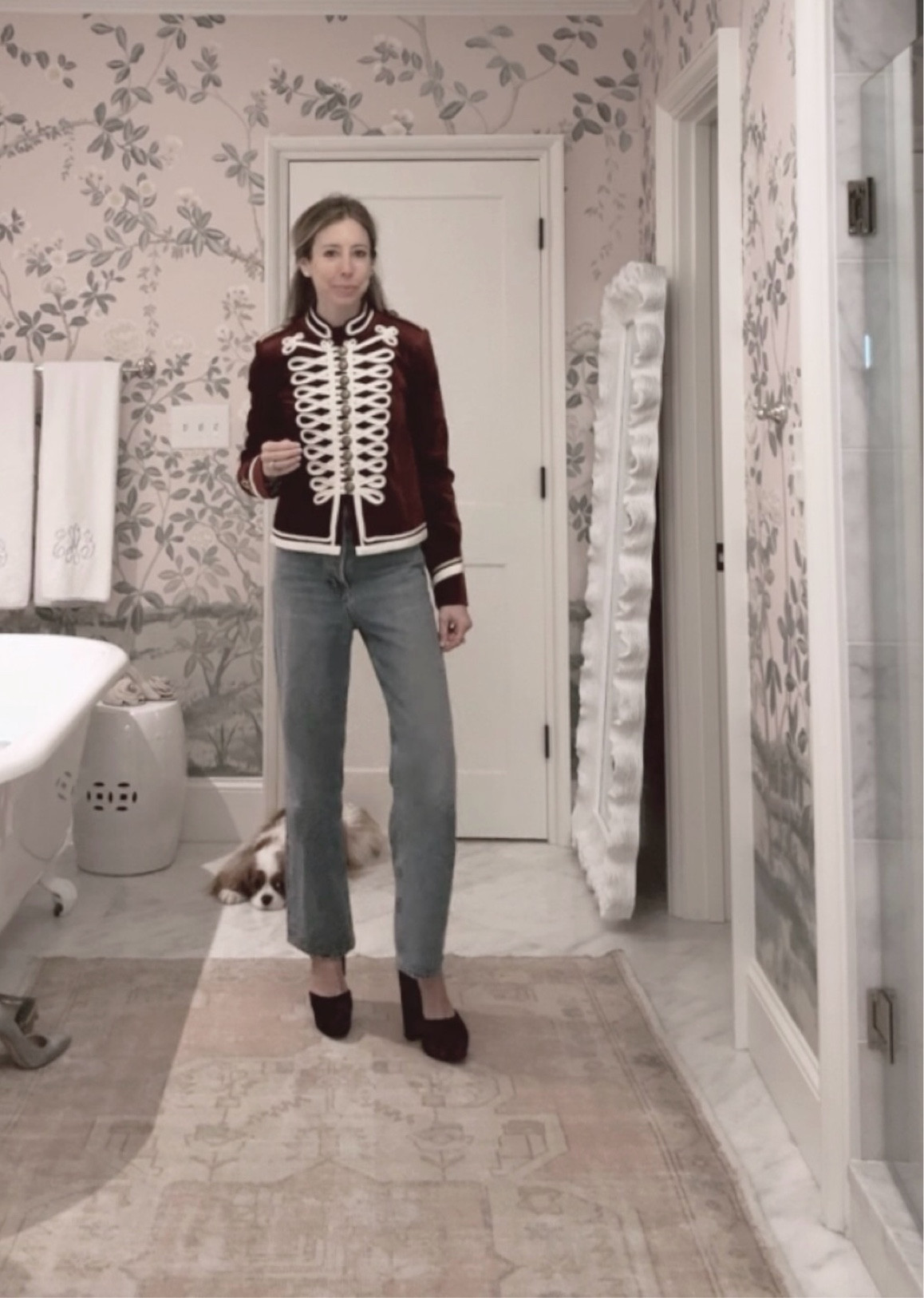 What to wear to a school nutcracker performance! Got 100 compliments! Jacket is on sale. 