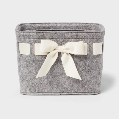 Felt Basket Light Gray with Ivory Velvet Ribbon - Threshold™ | Target