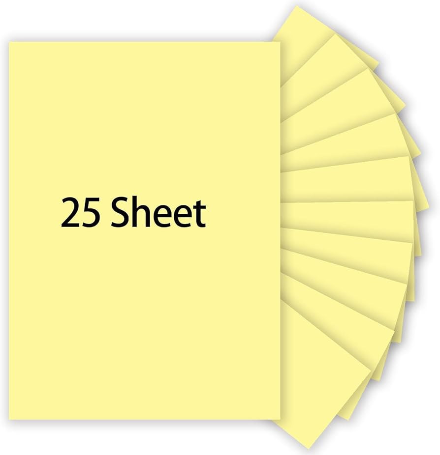 Light Yellow Cardstock, 25 Sheets 8.5 x 11 Paper, MEIOPUOYEAM 250gsm/92lb Card Stock Printer Pape... | Amazon (US)
