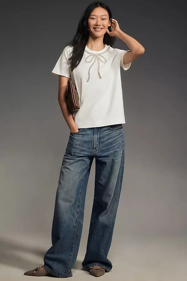 English Factory Rhinestone Bow Tee | Anthropologie (US)