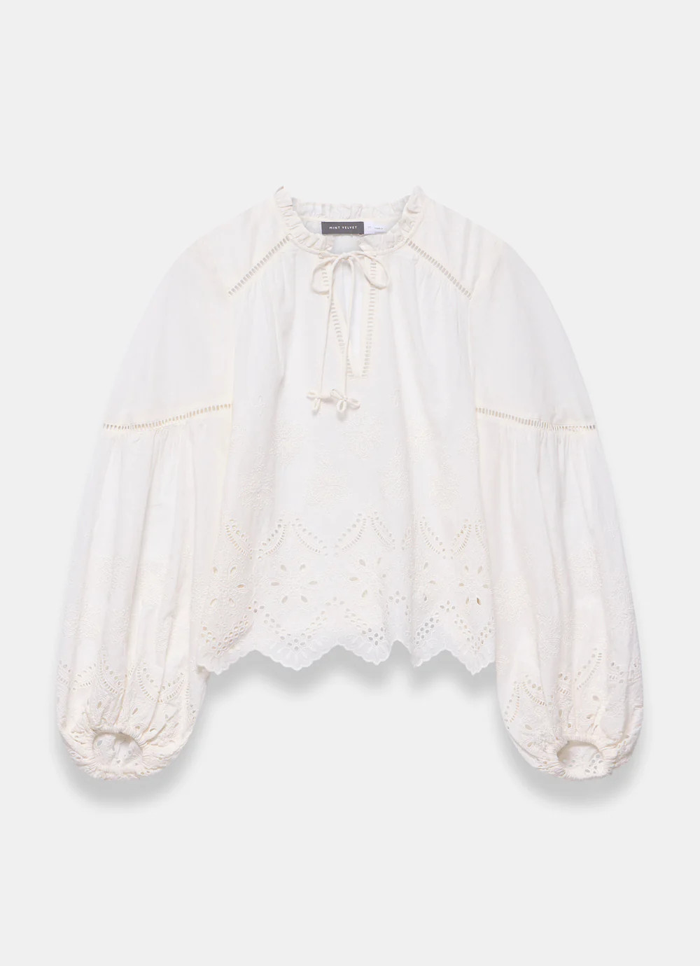 White Cotton Broderie Blouse | Mint Velvet