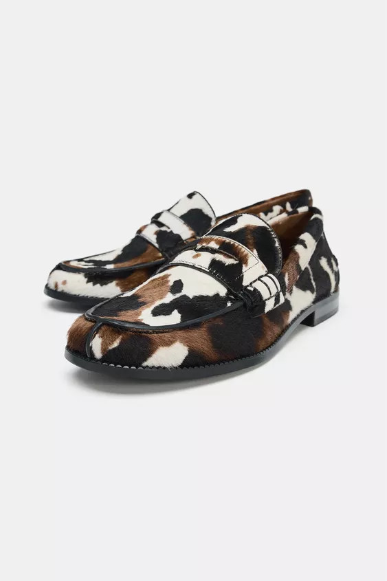 ANIMAL PRINT LEATHER LOAFERS | Zara UK