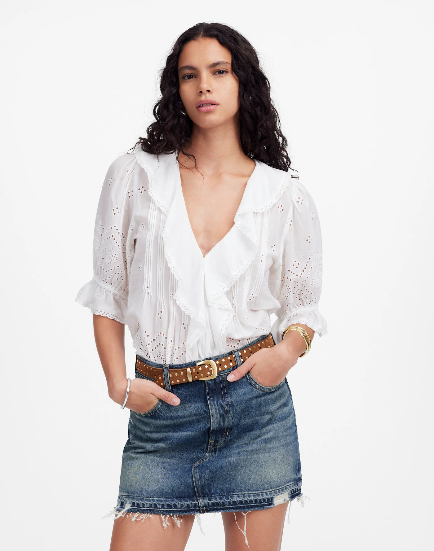 Postage-Stamp Denim Mini Skirt in Croswell Wash | Madewell