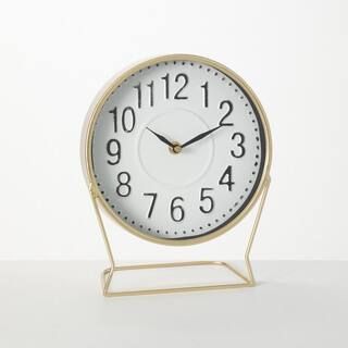10 in. Gold Burnished Brass Desk Clock | The Home Depot