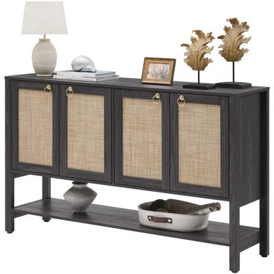 Pomodoro Boho Rattan Sideboard With 4-Door And 1- Open Shelf, Versatile Storage Cabinet | Wayfair North America