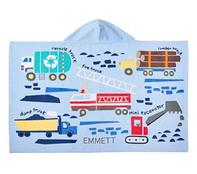 Busy Trucks Kid Beach Hooded Towel | Pottery Barn Kids
