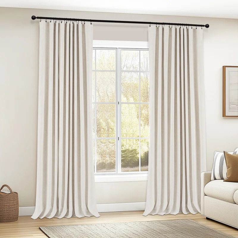 Wade Logan® Birglinde Faux Linen Textured Thermal 100% Blackout Curtains for Bedroom Living Room... | Wayfair North America