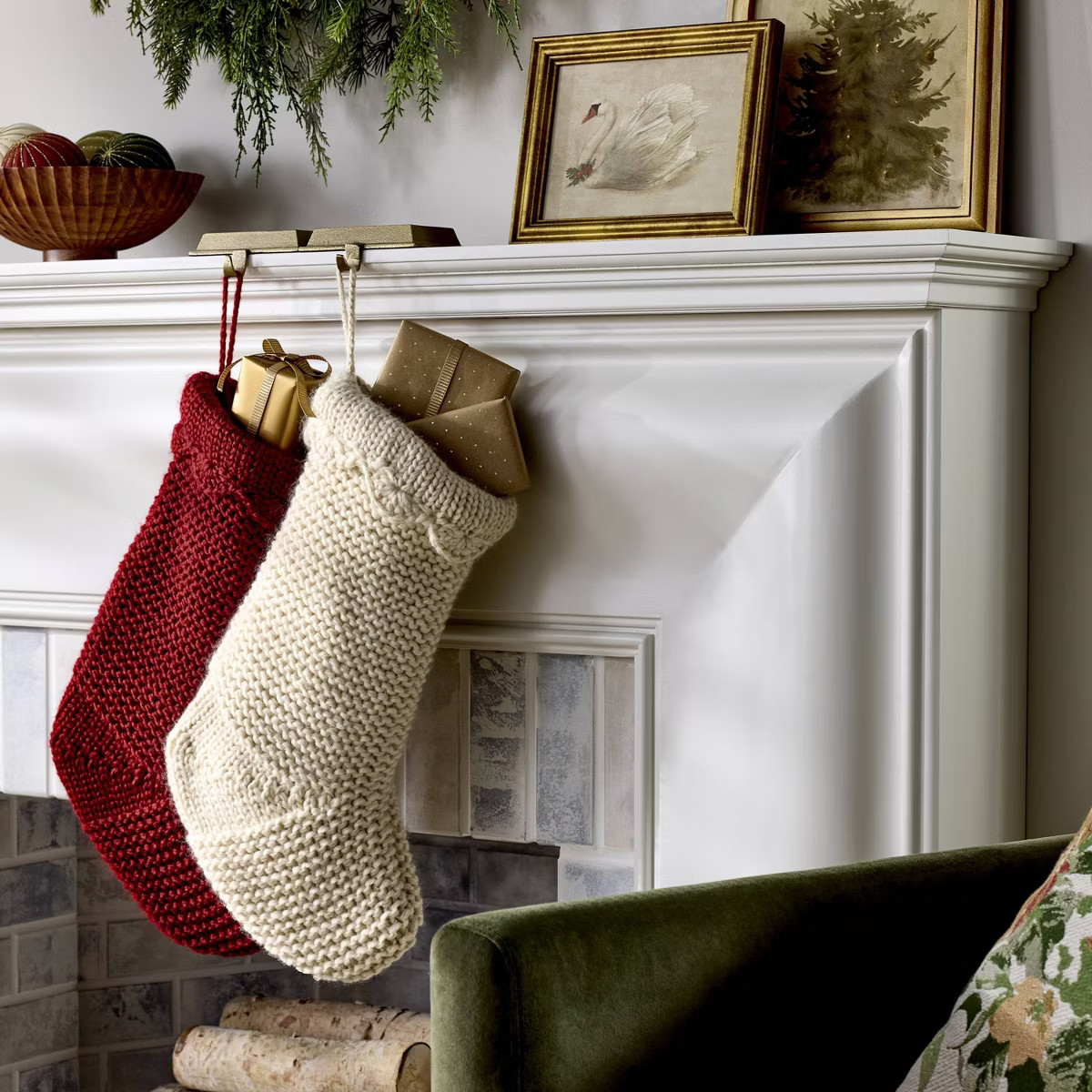 Knit Stocking with Scallop Trim Cream - Threshold™ designed with Studio McGee | Target