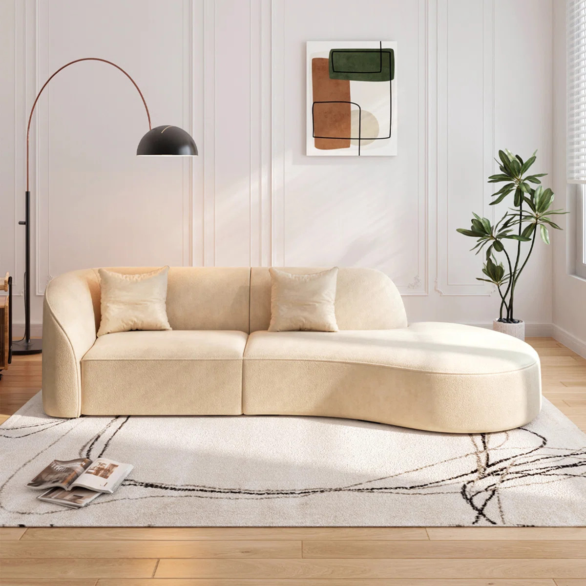 94.5'' Modern Curved Upholstered Sofa Couch | Wayfair North America