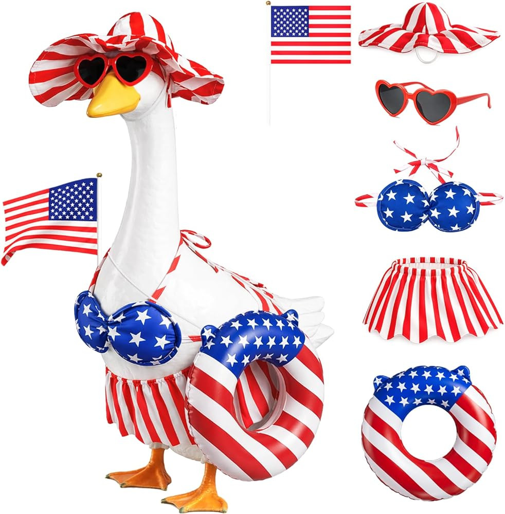 Summer 4th of July Porch Goose Outfit for 23 Inch Goose Statue Funny Patriotic Bikini Style Outdo... | Amazon (US)