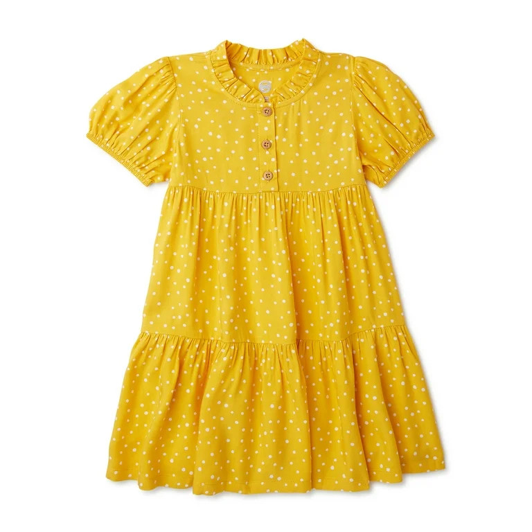 Wonder Nation Baby and Toddler Girls Short Sleeve Woven Dress, Sizes 12M - 5T | Walmart (US)