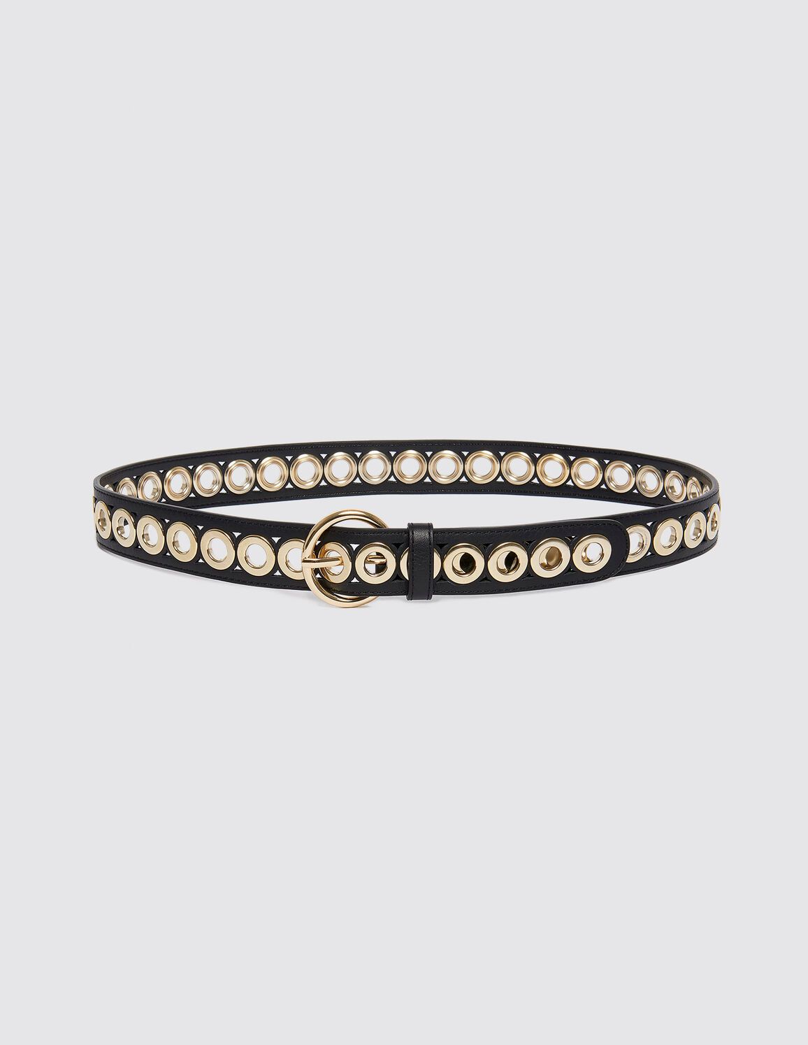 Belt with round buckle and eyelets | Sandro-Paris US