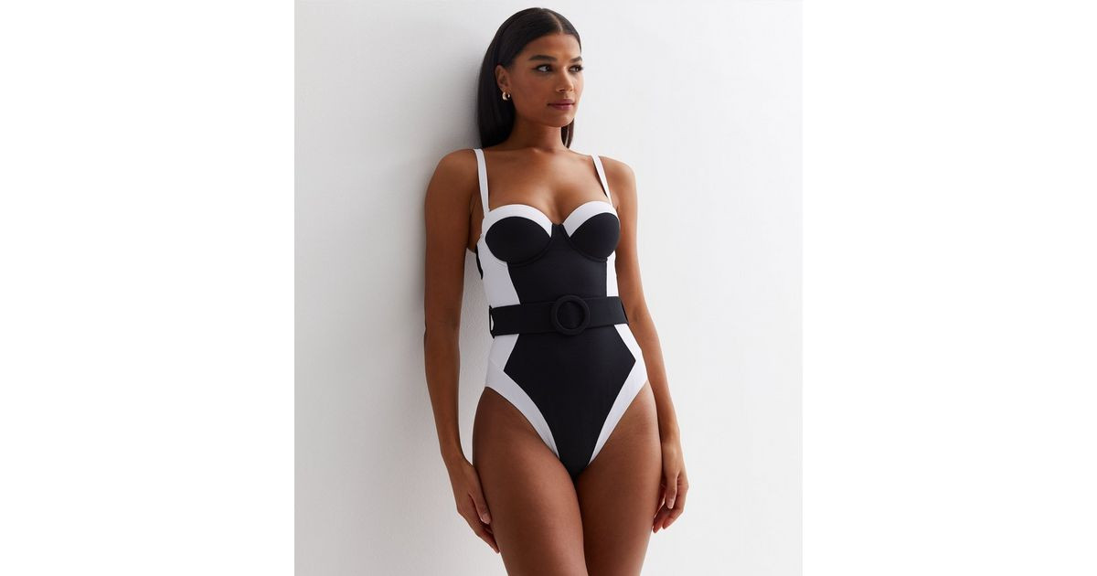 Black Colour Block Belted Illusion Swimsuit
						
						Add to Saved Items
						Remove from Sav... | New Look (UK)