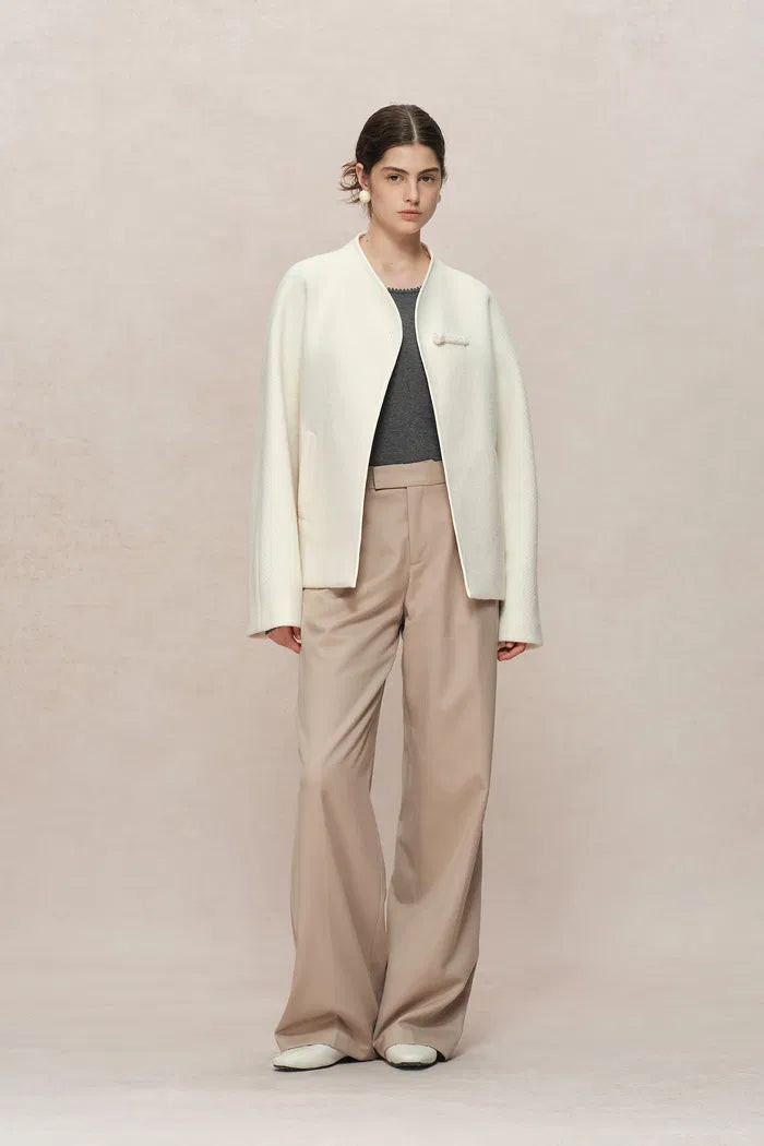 Riri Hand Finished Mandarin Knot Wool Jacket in Australian Merino Blen | Fabrique