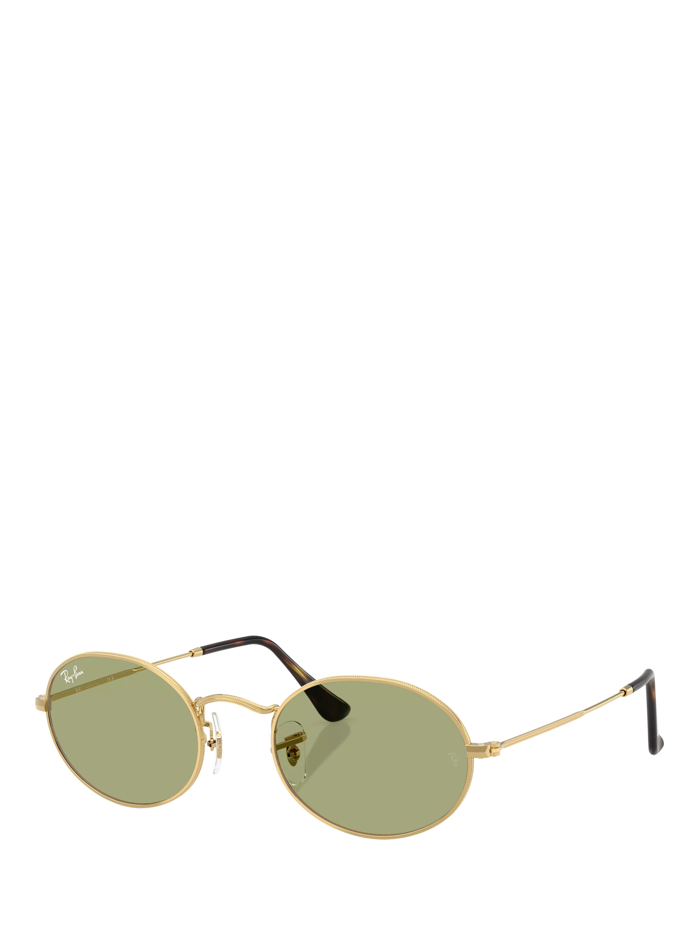 Ray-Ban RB3547 Oval Sunglasses, Gold/Green | John Lewis (UK)