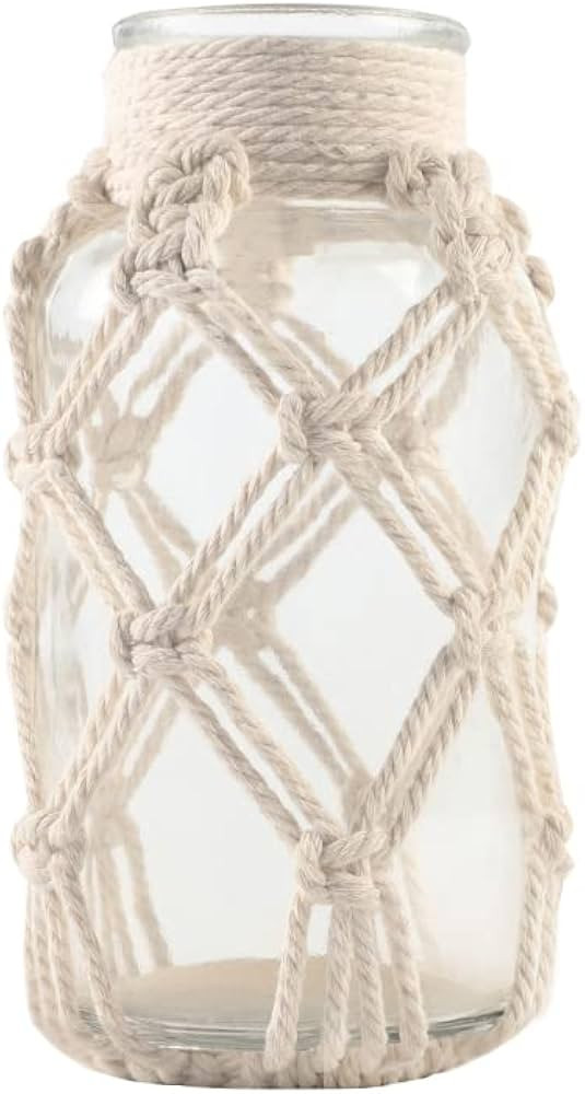 Flower Vases with Cotton Rope Cover Woven Glass Vase Decorative Flower Bottle for Dining Room/Bed... | Amazon (US)