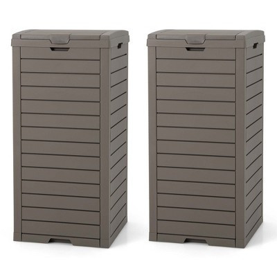 Costway 2 PCS 31 Gallon Outdoor Trash Can Waste Bin with Dual Lid Pull-out Drawer Backyard Coffee | Target