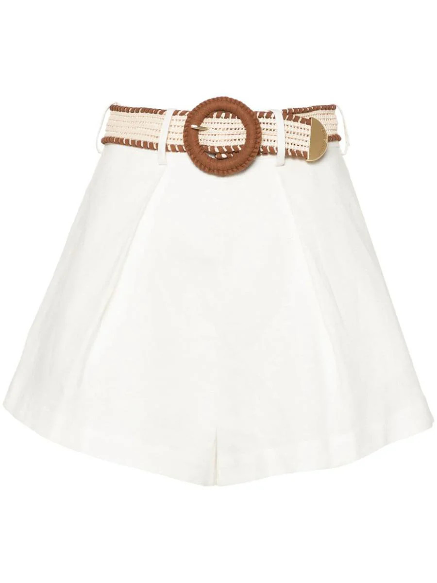Zimmermann Belted Linen Shorts | Baltini