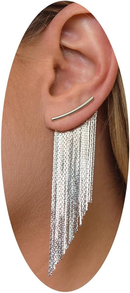 Ritach Gold Tassel Dangle Earrings for Women 925 Sterling Silver Post Long Dangle Statement Earri... | Amazon (US)