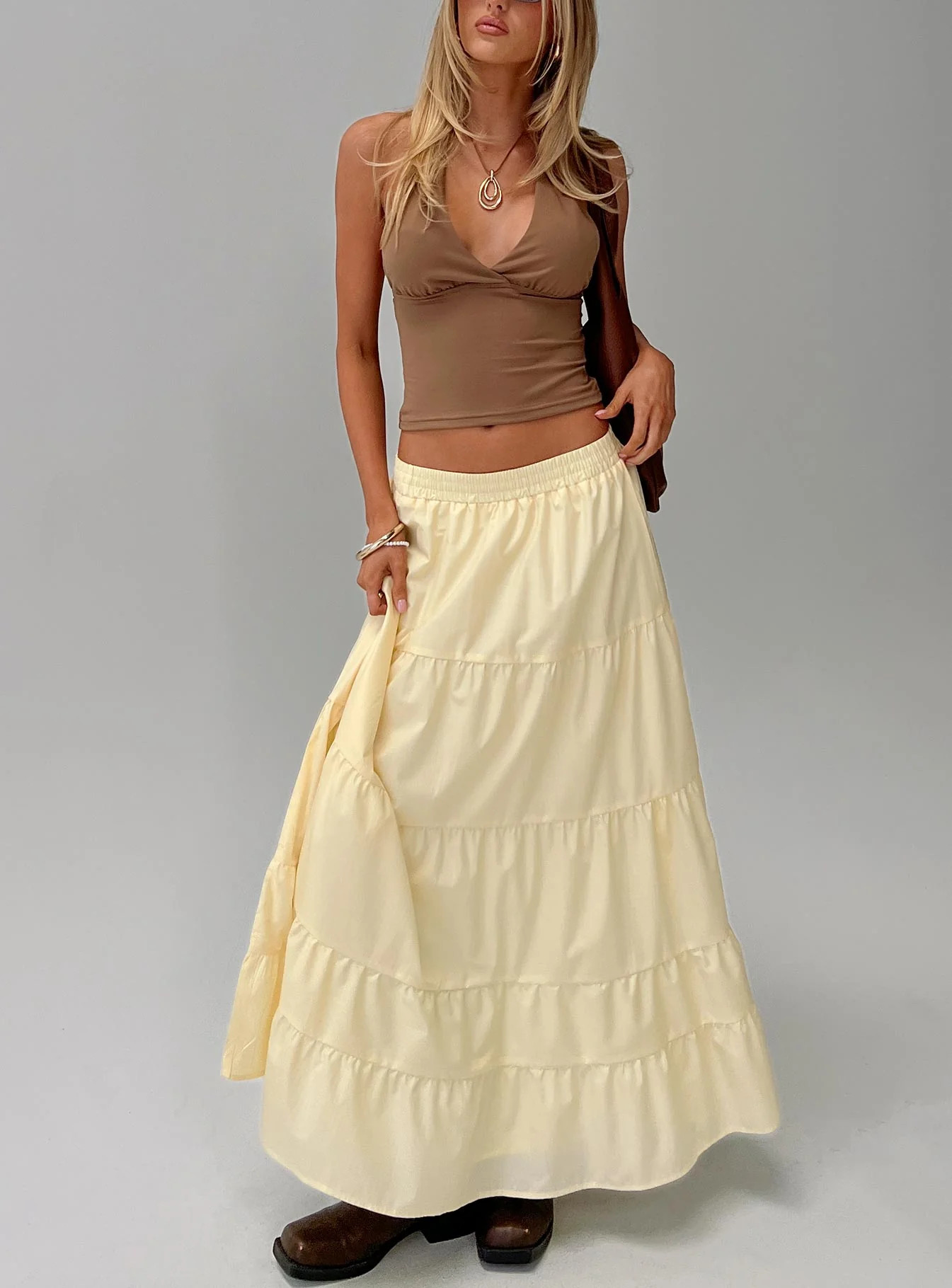 Garden Party Maxi Skirt Lemon | Princess Polly US