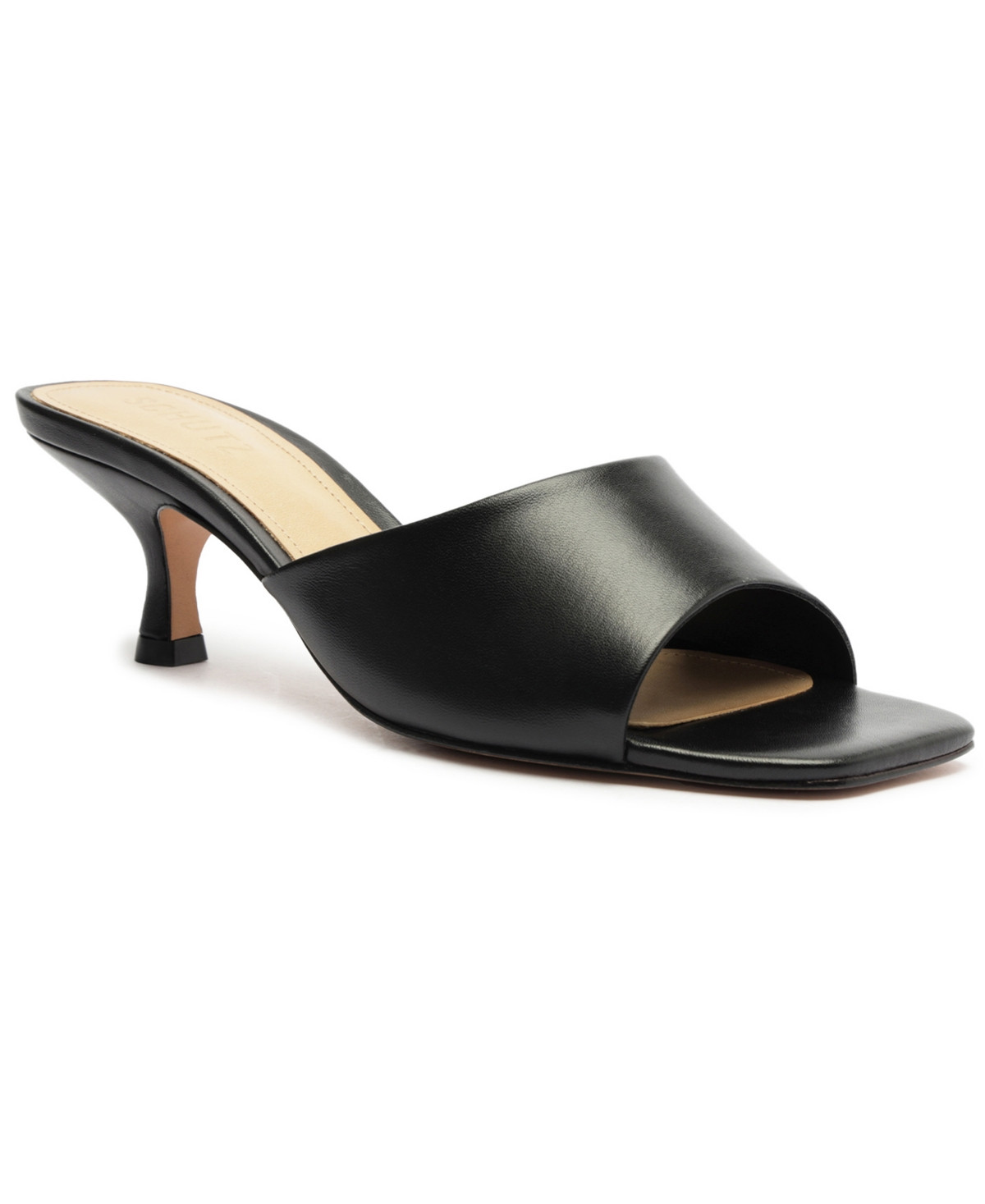 Schutz Women's Dethalia Mid Stiletto Sandals - Black Leather | Macy's