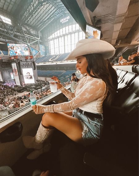 Chris Stapleton concert ✔️

Country concert outfit 
Cowboy boots 
Cowboy hats 
Lace top 
Denim short 
Jeans shorts 
Summer outfit 

#LTKstyletip #LTKparties #LTKFestival